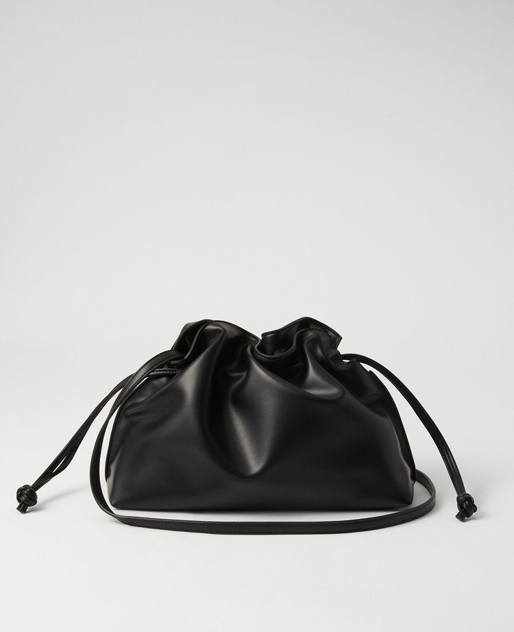 Drawstring Faux Leather Clutch Bag