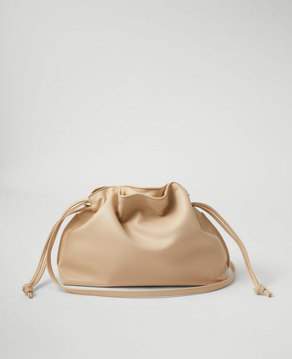 Drawstring Faux Leather Clutch Bag