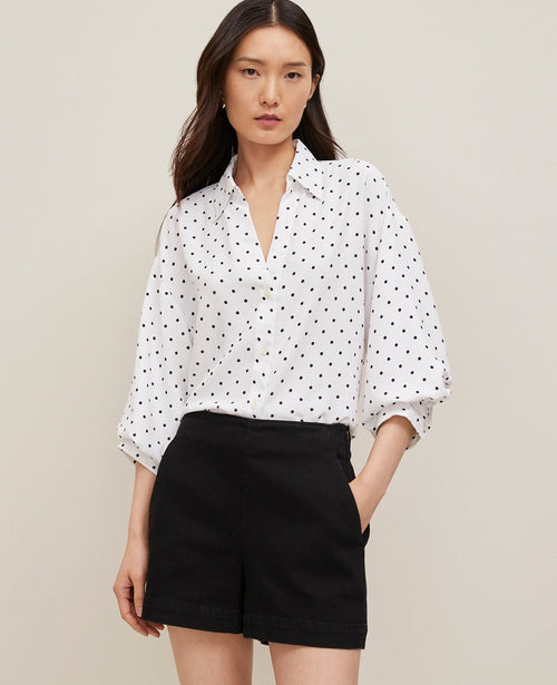 Dotted Blouson Sleeve Shirt