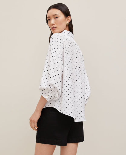 Dotted Blouson Sleeve Shirt