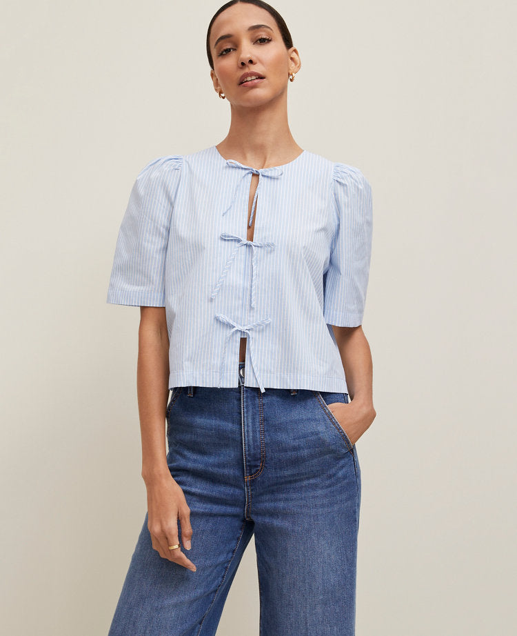 Striped Triple Tie Blouse