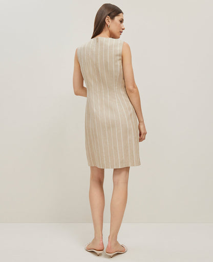 The Button Pocket Shift Dress in Pinstripe