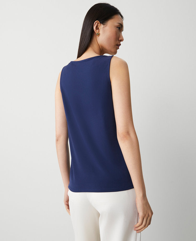 Petite Mixed Media V-Neck Shell