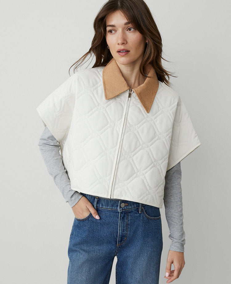 Weekend Collection Quilted Cropped Poncho