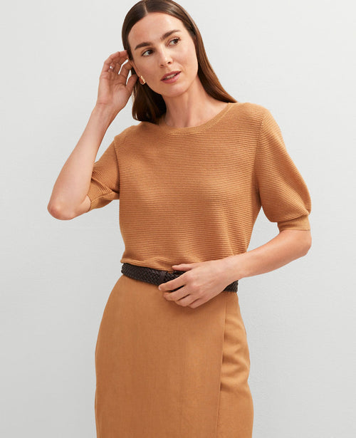 Linen Blend Crew Neck Sweater