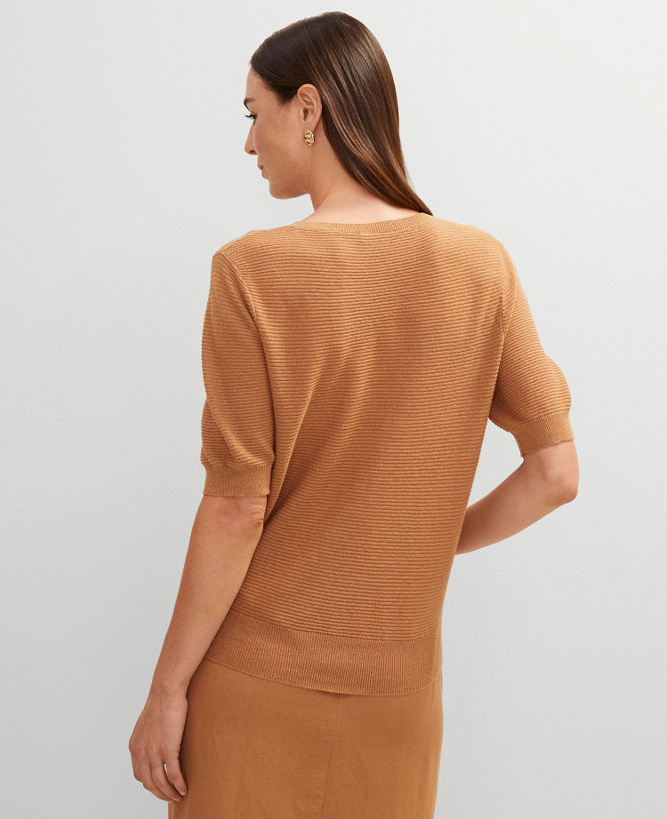 Linen Blend Crew Neck Sweater