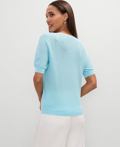 Linen Blend Crew Neck Sweater