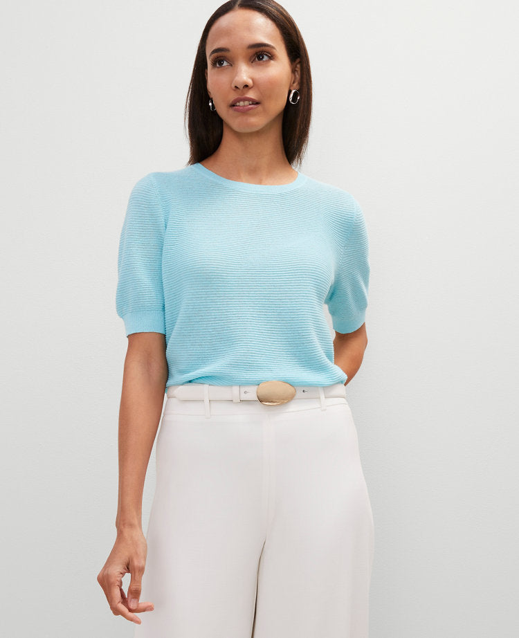 Linen Blend Crew Neck Sweater