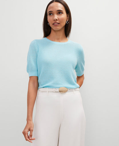 Linen Blend Crew Neck Sweater