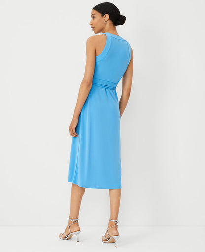 Petite Halter Wrap Midi Dress