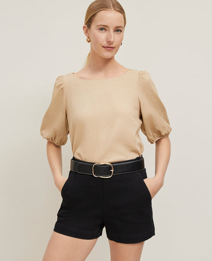 Linen Blend Boatneck Popover