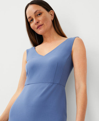 The Open V-neck Sheath Dress in Seasonless Stretch