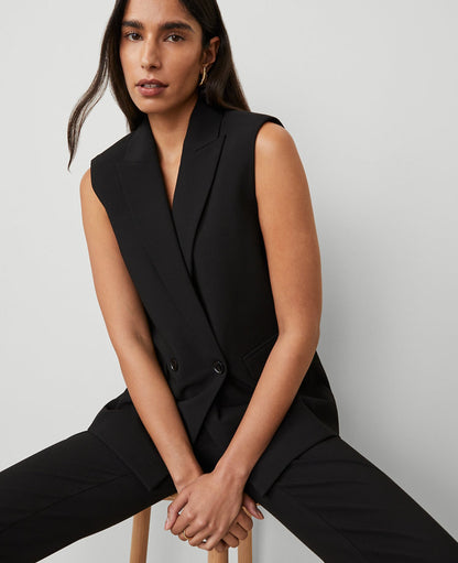 The Double Breasted Vest in Bi-Stretch