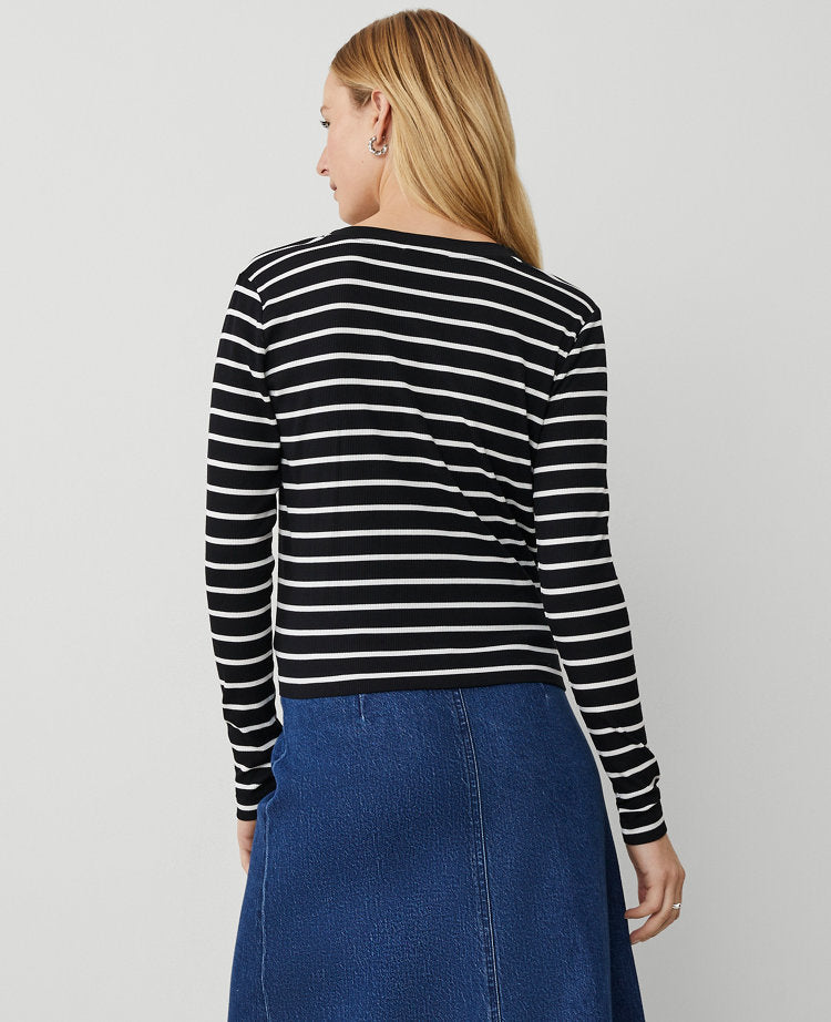 Weekend Collection Striped V-Neck Cardigan