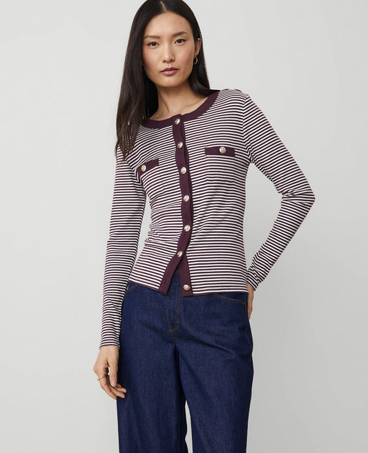 Stripe Button Knit Jacket