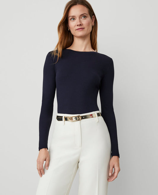 Petite Long Sleeve Crew Neck Top