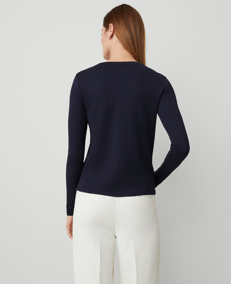 Petite Long Sleeve Crew Neck Top