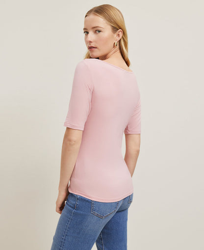 Scoop Neck Elbow Sleeve Tee