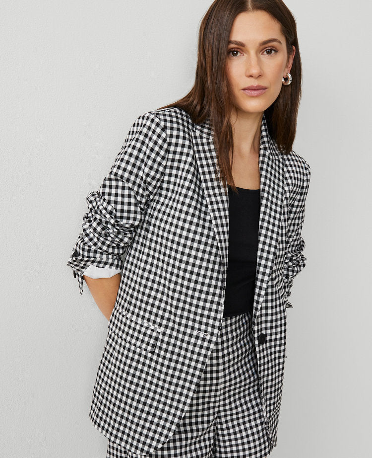 The Longline Blazer in Gingham
