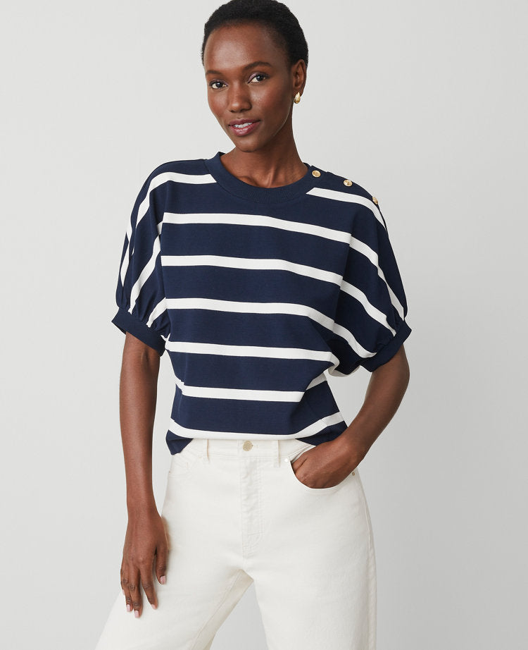 Striped Ponte Dolman Top