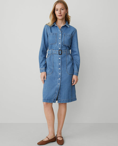 Weekend Collection Denim Collared Column Midi Dress