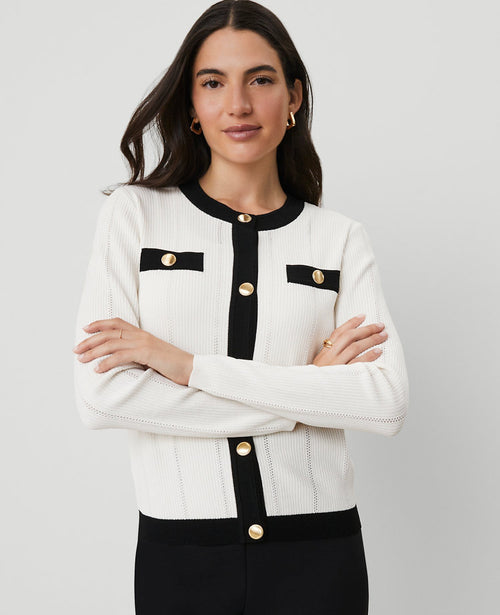 Contrast Trim Cardigan