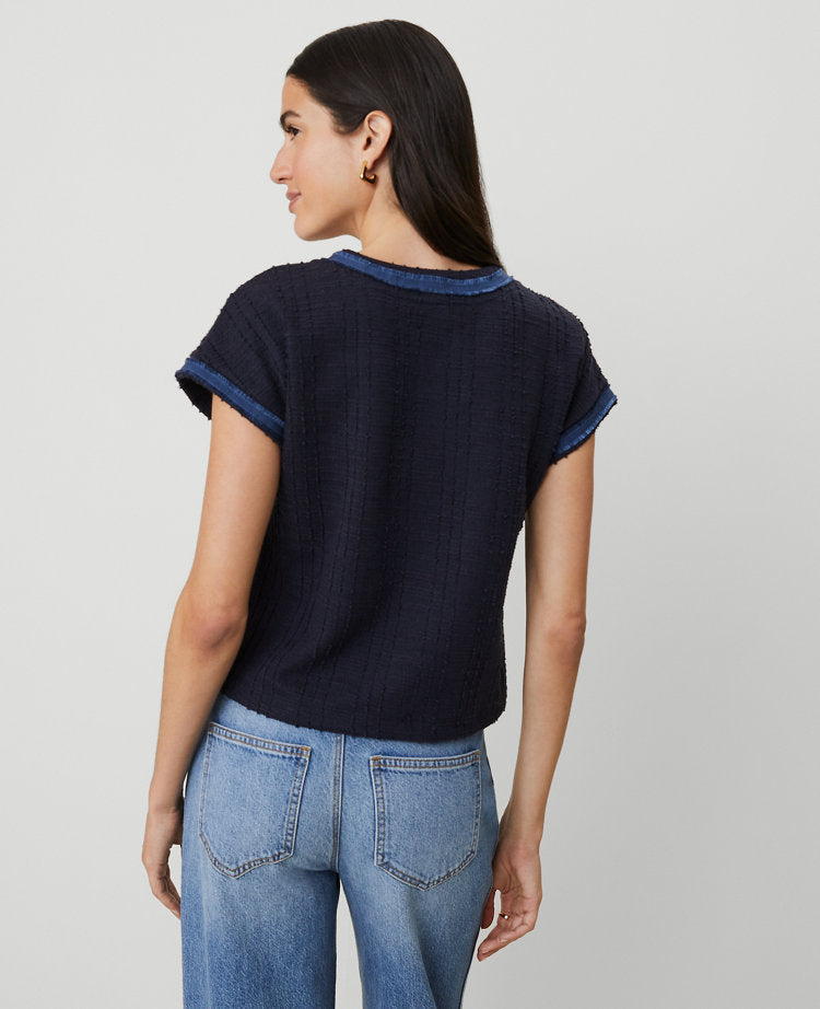 Tweed Trim Dolman Top