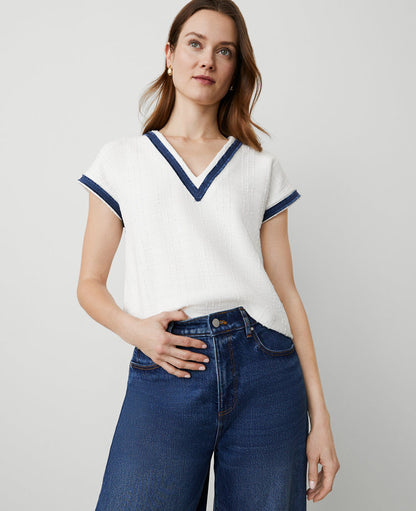 Tweed Trim Dolman Top