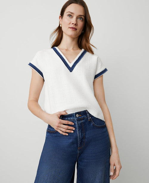 Tweed Trim Dolman Top