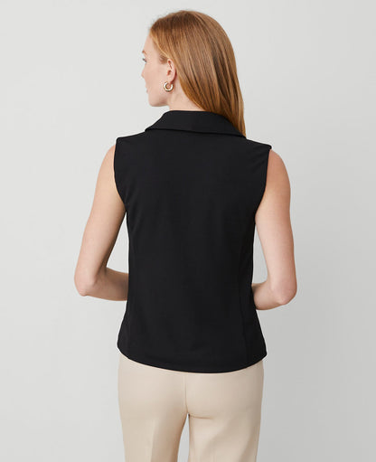 Crepe Shawl Collar Vest Top