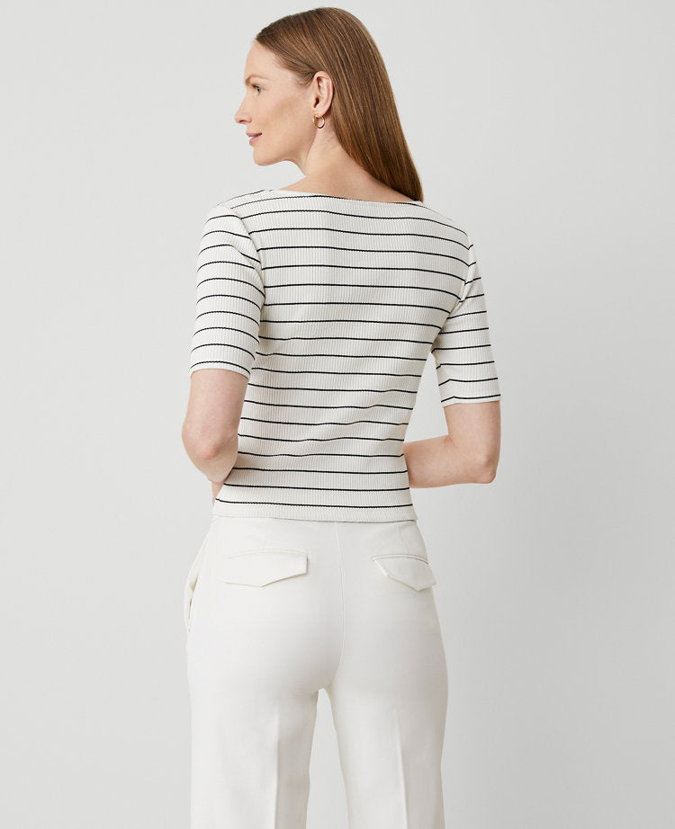 Striped Crossover Neck Top