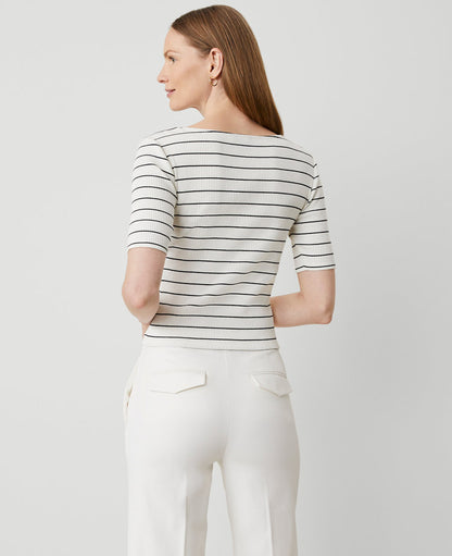Striped Crossover Neck Top