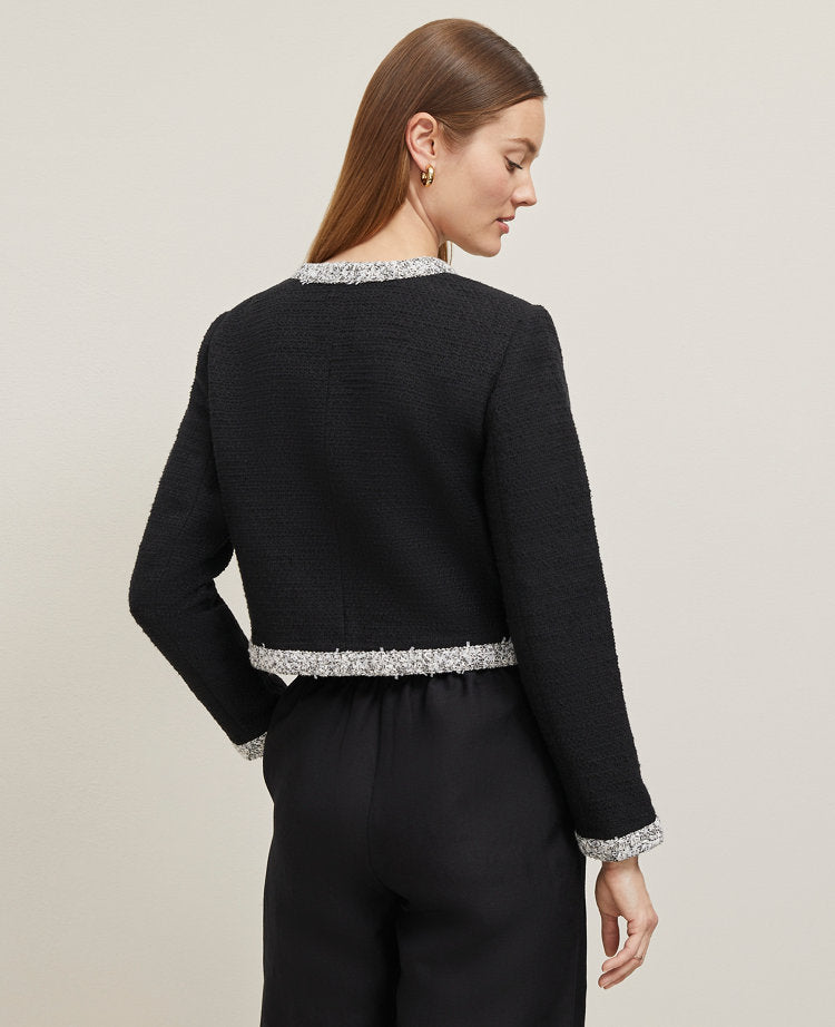 Trimmed Tweed Cropped Jacket