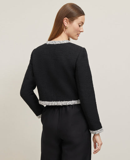 Trimmed Tweed Cropped Jacket