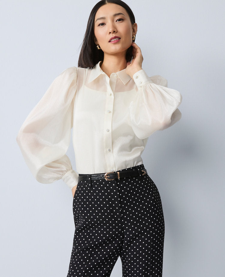 Organza Voluminous Collared Shirt