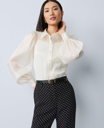 Organza Voluminous Collared Shirt