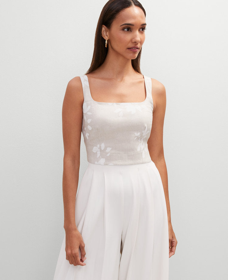 Floral Linen Blend Tank Top