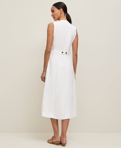 Linen Blend V-Neck Shirtdress