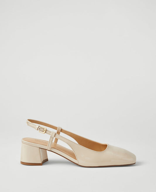 Patent Block Heel Slingback Pumps