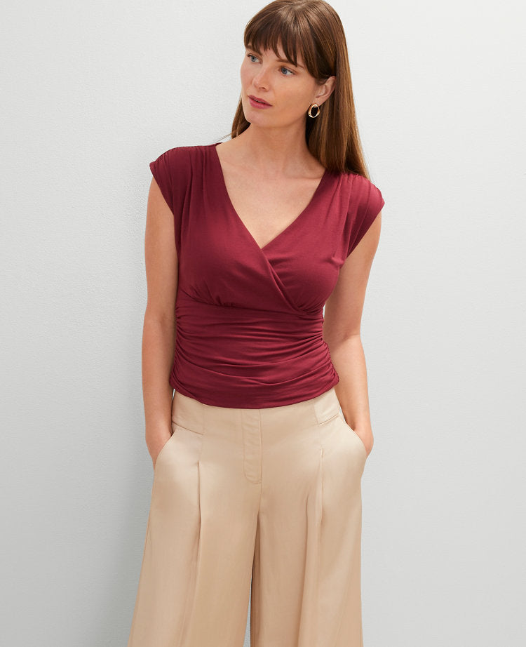 Gathered V-Neck Top