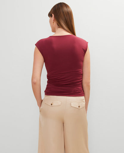 Gathered V-Neck Top