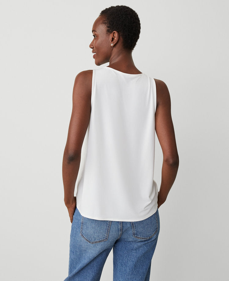Petite Mixed Media V-Neck Shell