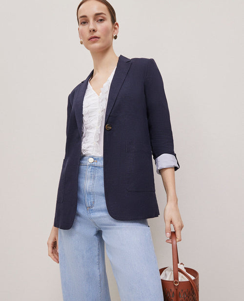 Weekend Collection Roll Sleeve Linen Blend Blazer