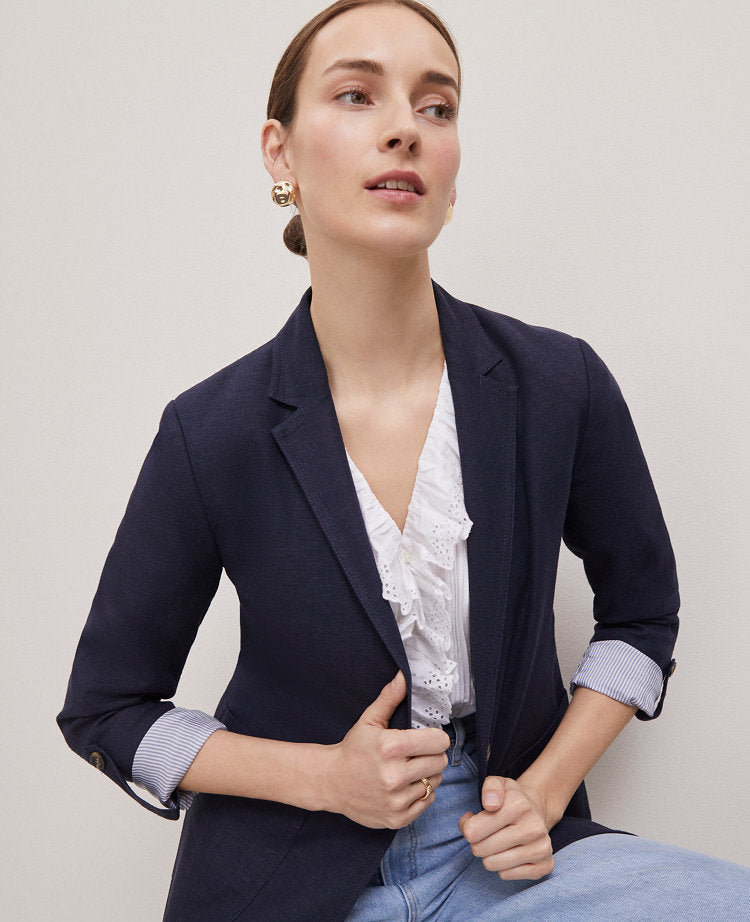 Weekend Collection Roll Sleeve Linen Blend Blazer
