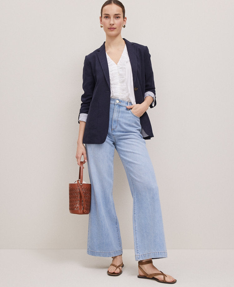 Weekend Collection Roll Sleeve Linen Blend Blazer