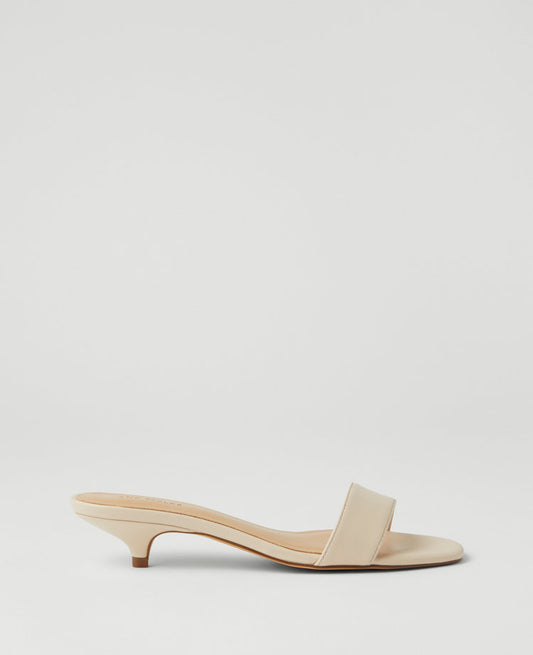 Leather Strappy Kitten Heel Mule Sandals