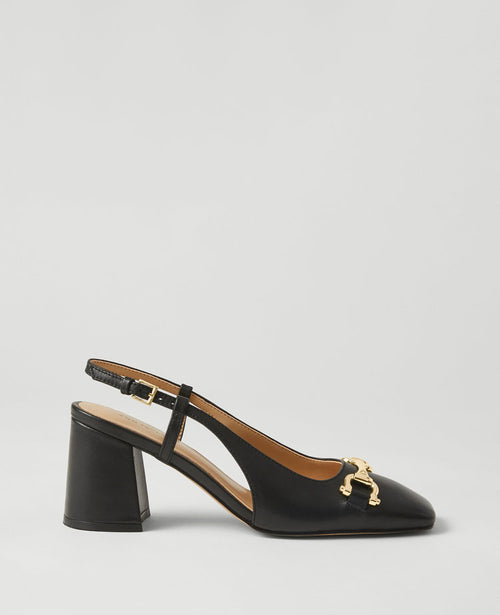 Leather Square Toe Slingback Pumps