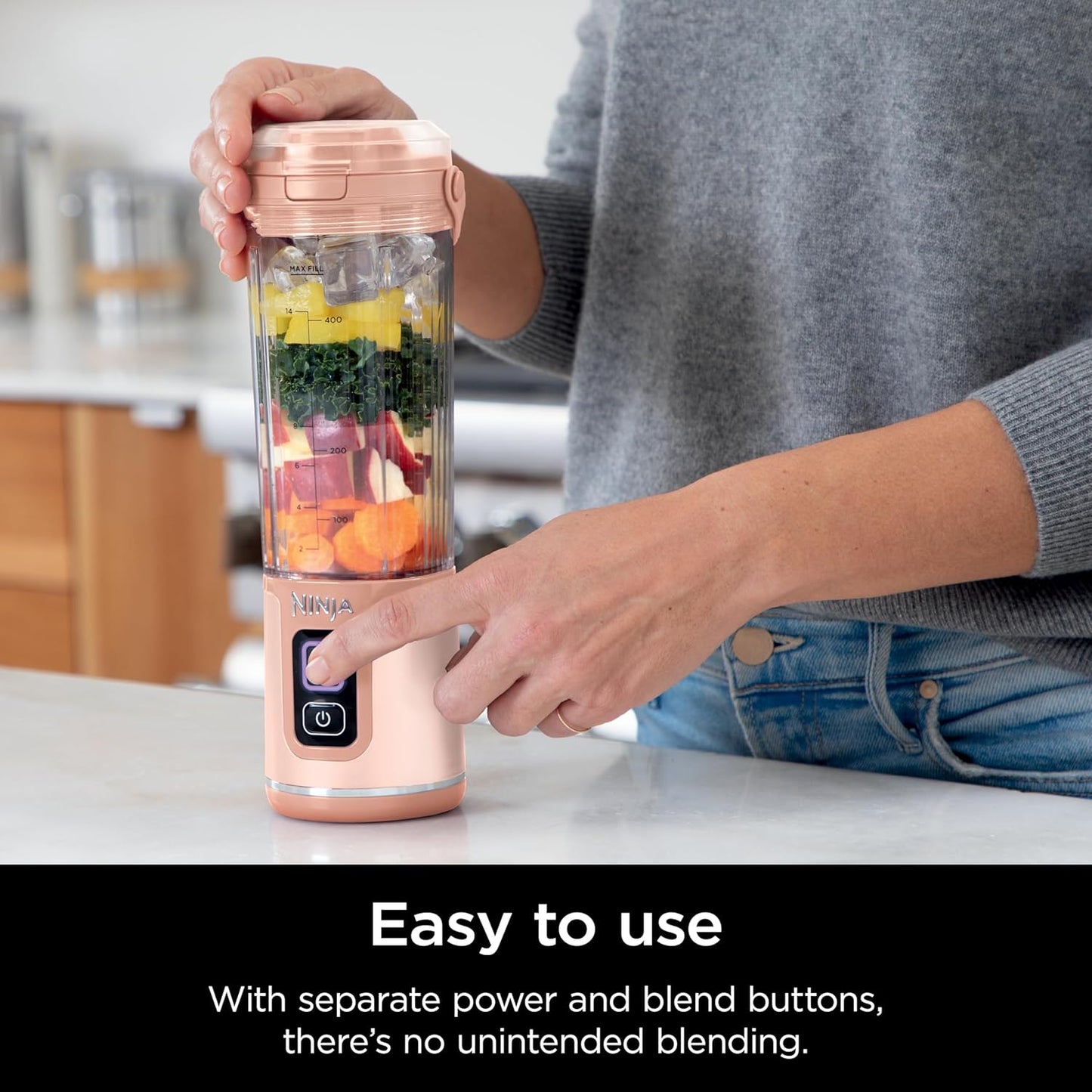 Ninja BC151BK Blast Portable Blender, Cordless, 18oz. Vessel, Personal Blender-for Shakes & Smoothies, BPA Free, Leakproof-Lid & Sip Spout, USB-C Rechargeable, Dishwasher Safe Parts, Black