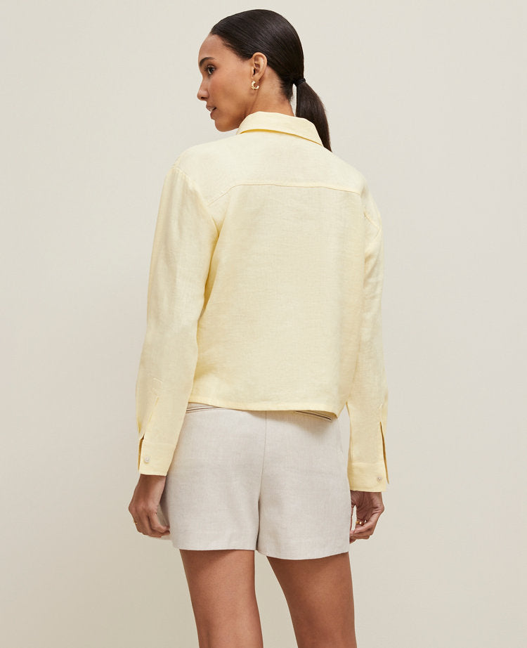 Petite Cropped Linen Shirt
