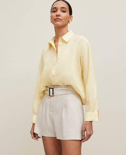Petite Cropped Linen Shirt